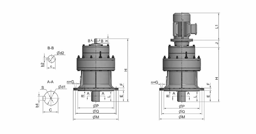 cycloidal pin gear speed reducer drawing